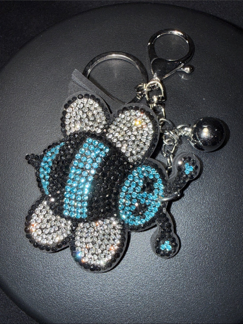 Crystal Bee Keychain Charm in Black & Blue